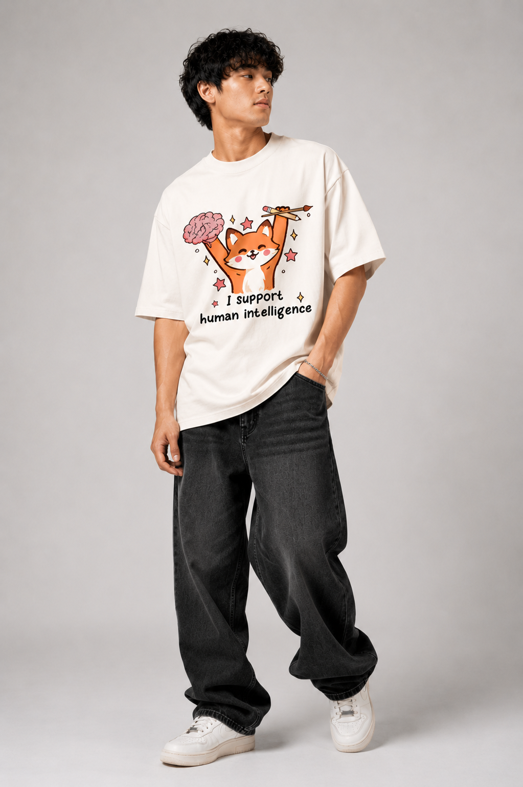 I SUPPORT HUMAN INTELLIGENCE  Oversized T-Shirt
