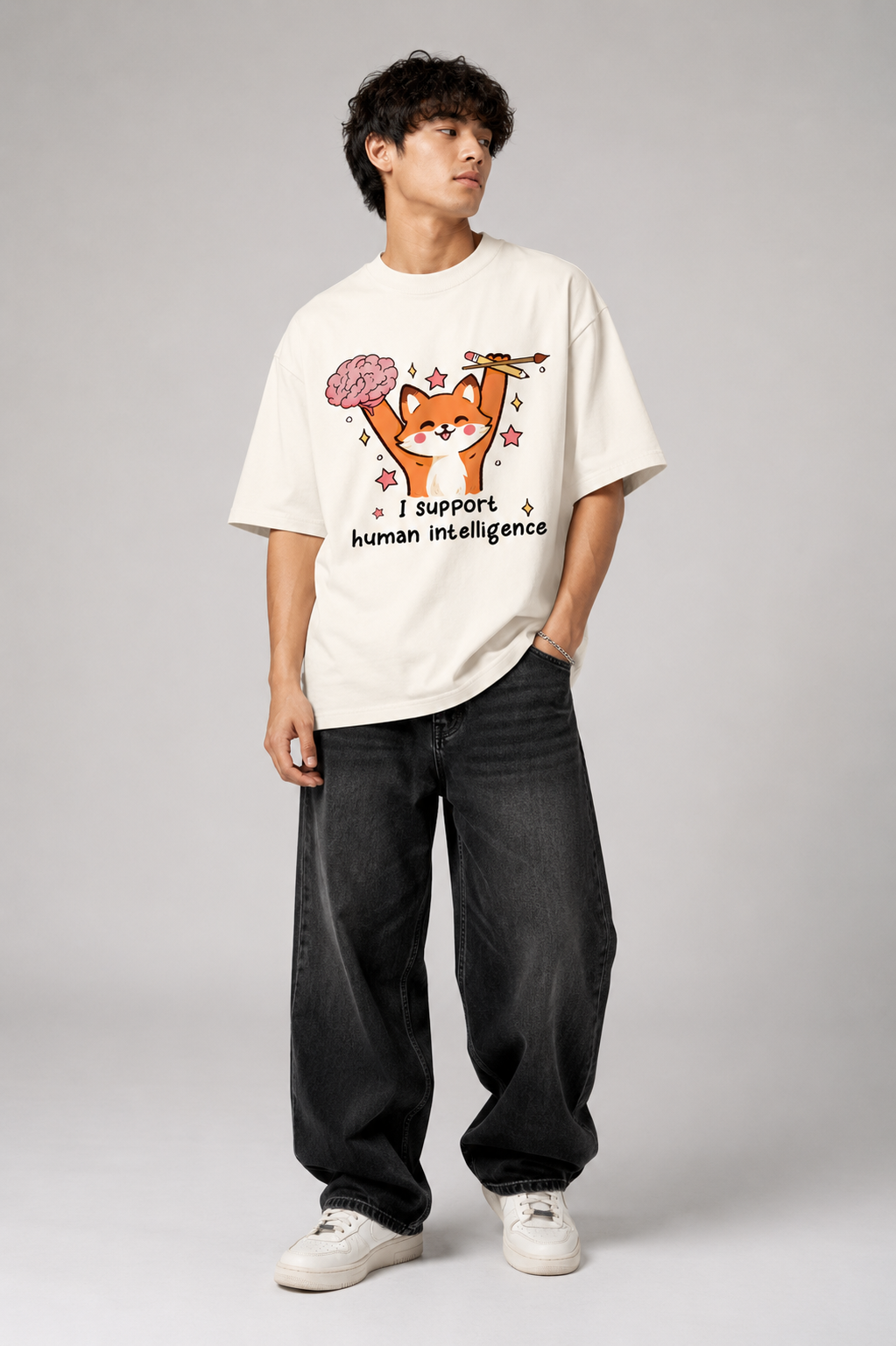 I SUPPORT HUMAN INTELLIGENCE  Oversized T-Shirt