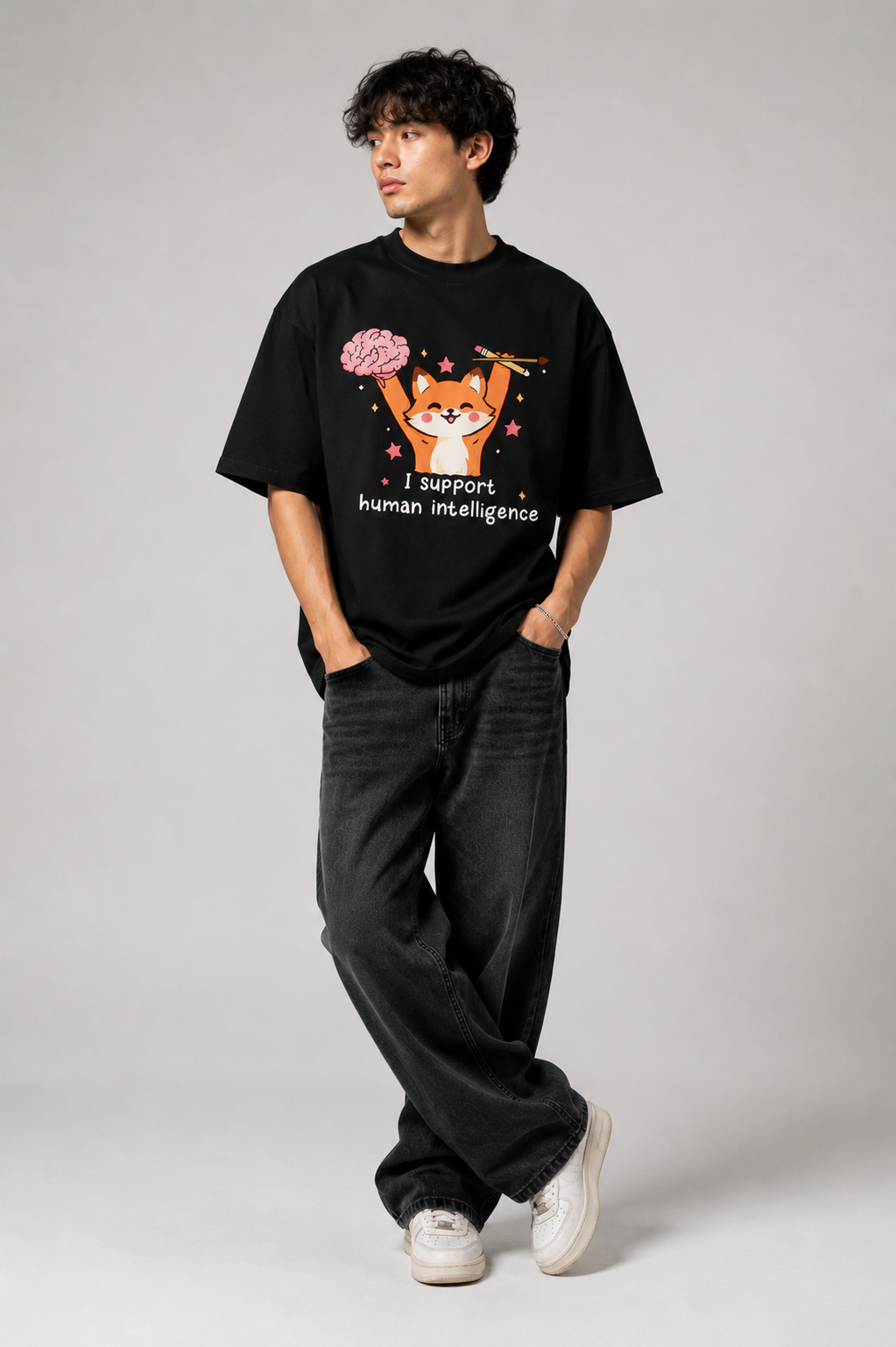 I SUPPORT HUMAN INTELLIGENCE  Oversized T-Shirt