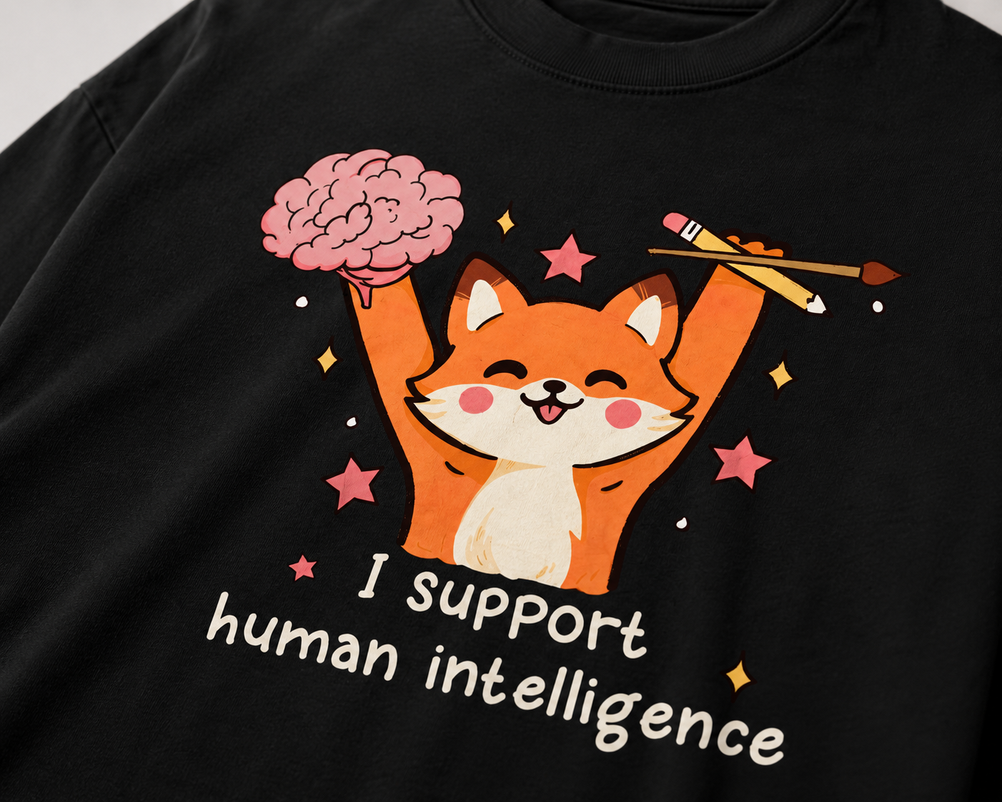 I SUPPORT HUMAN INTELLIGENCE  Oversized T-Shirt